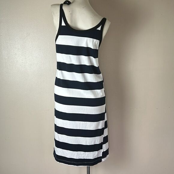 Womens ZARA stripped tank dress size medium cotton midi summer lounge sleeveless - Picture 5 of 7